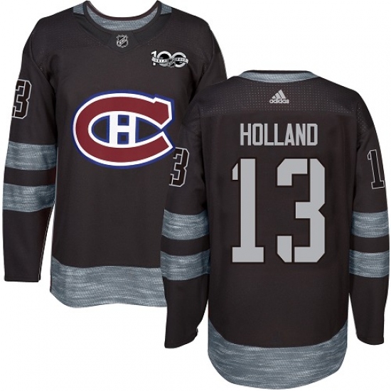 Men's Adidas Montreal Canadiens 13 Peter Holland Premier Black 1917-2017 100th Anniversary NHL Jersey