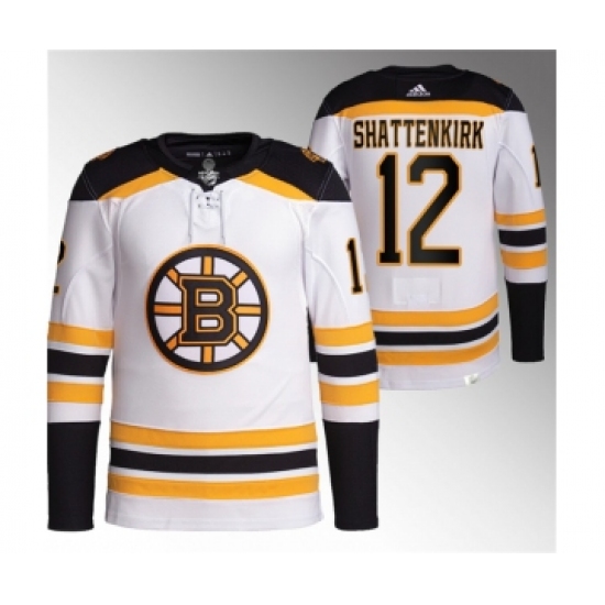 Men's Boston Bruins 12 Kevin Shattenkirk White Stitched Jersey
