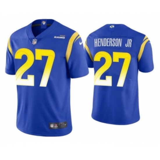 Men's Los Angeles Rams 27 Darrell Henderson Jr. Royal Vapor Untouchable Stitched Football Jersey