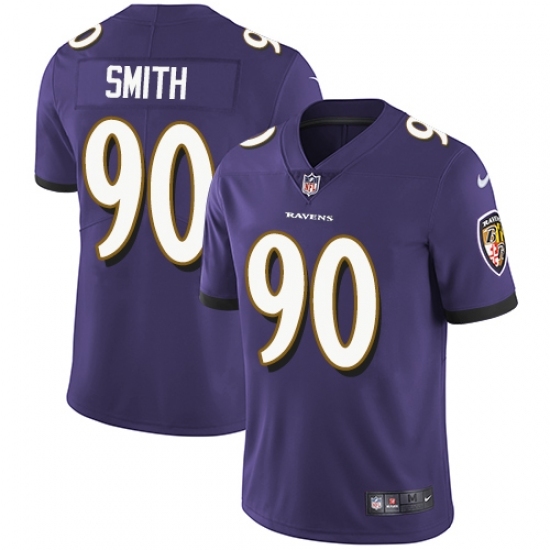 Men's Nike Baltimore Ravens 90 Za Darius Smith Purple Team Color Vapor Untouchable Limited Player NFL Jersey