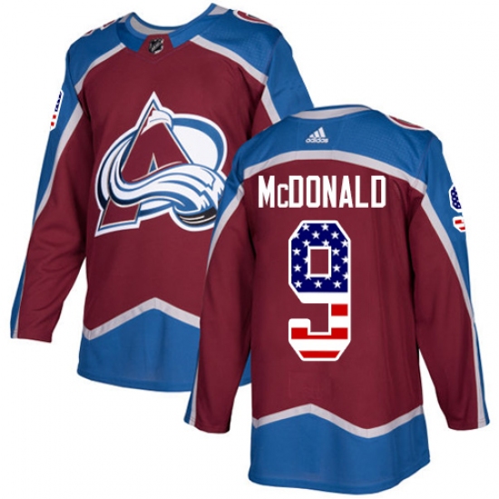 Youth Adidas Colorado Avalanche 9 Lanny McDonald Authentic Burgundy Red USA Flag Fashion NHL Jersey