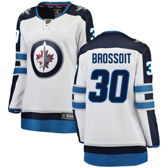 Women's Winnipeg Jets 30 Laurent Brossoit Fanatics Branded White Away Breakaway NHL Jersey