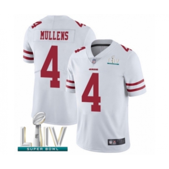 Youth San Francisco 49ers 4 Nick Mullens White Vapor Untouchable Limited Player Super Bowl LIV Bound Football Jersey