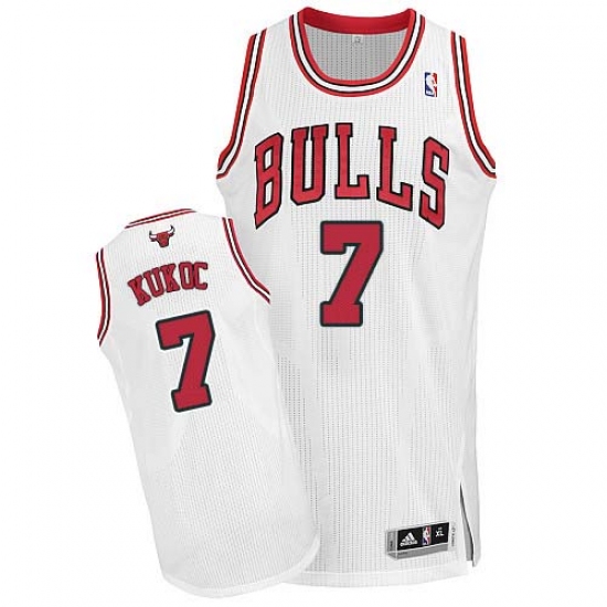 Men's Adidas Chicago Bulls 7 Tony Kukoc Authentic White Home NBA Jersey