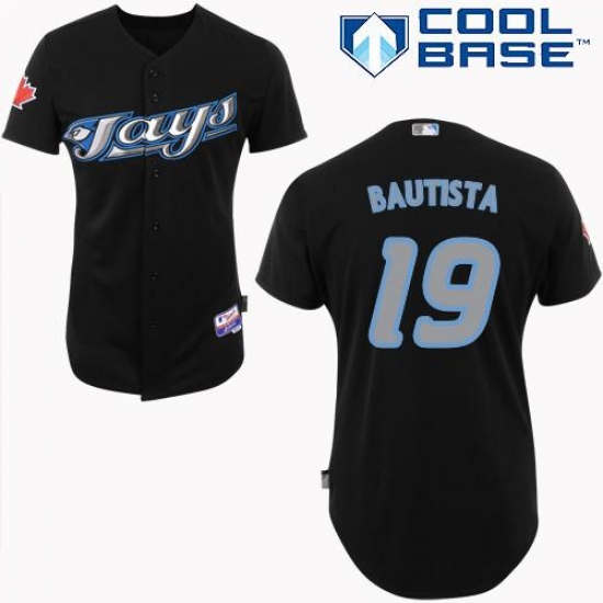 Men's Majestic Toronto Blue Jays 19 Jose Bautista Authentic Black Cool Base MLB Jersey