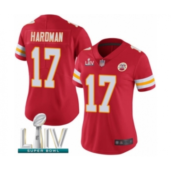 Women's Kansas City Chiefs 17 Mecole Hardman Red Team Color Vapor Untouchable Limited Player Super Bowl LIV Bound Football Jersey