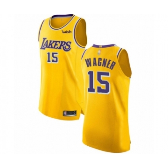 Women's Los Angeles Lakers 15 Moritz Wagner Authentic Gold Basketball Jersey - Icon Edition