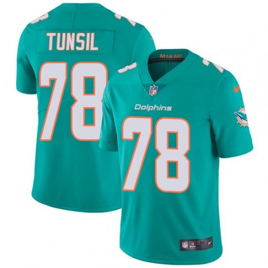 Men's Nike Miami Dolphins 78 Laremy Tunsil Aqua Green Team Color Vapor Untouchable Limited Player NFL Jersey
