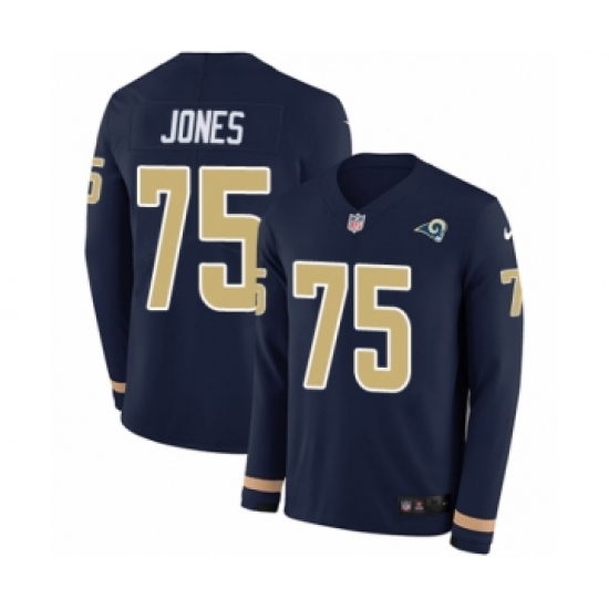 Men's Nike Los Angeles Rams 75 Deacon Jones Limited Navy Blue Therma Long Sleeve NFL Jersey