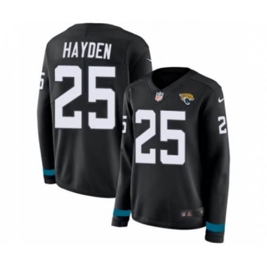 Women's Nike Jacksonville Jaguars 25 D.J. Hayden Limited Black Therma Long Sleeve NFL Jersey