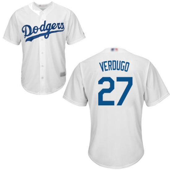 Youth Los Angeles Dodgers 27 Alex Verdugo White Cool Base Stitched Baseball Jersey