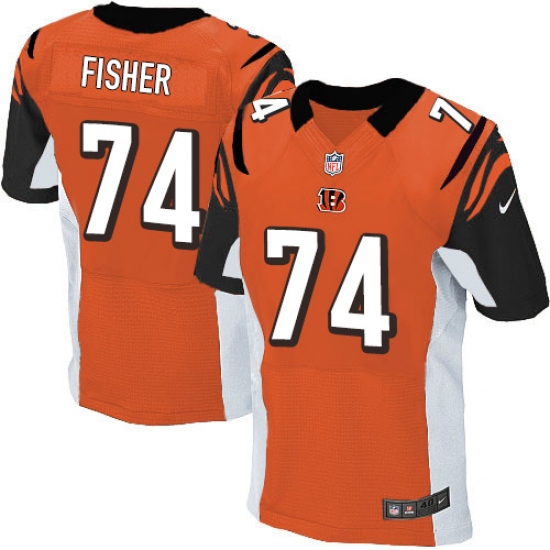 Men's Nike Cincinnati Bengals 74 Jake Fisher Elite Orange Alternate NFL Jersey