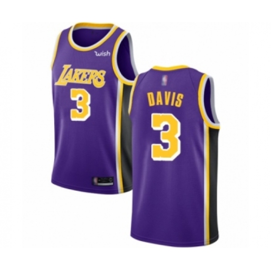 Men's Los Angeles Lakers 3 Anthony Davis Authentic Purple Basketball Jersey - Statement Edition