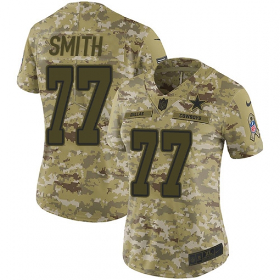 Women's Nike Dallas Cowboys 77 Tyron Smith Limited Camo 2018 Salute to Service NFL Jersey