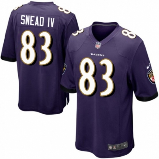 Men's Nike Baltimore Ravens 83 Willie Snead IV Game Purple Team Color NFL Jersey