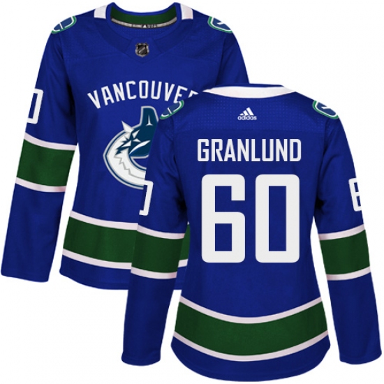 Women's Adidas Vancouver Canucks 60 Markus Granlund Authentic Blue Home NHL Jersey