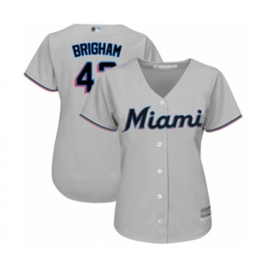 Women's Miami Marlins 43 Jeff Brigham Authentic Grey Road Cool Base Baseball Player Jersey