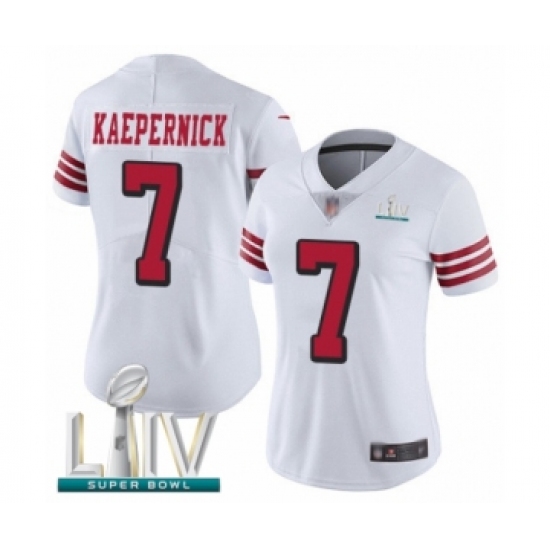 Women's San Francisco 49ers 7 Colin Kaepernick Limited White Rush Vapor Untouchable Super Bowl LIV Bound Football Jersey