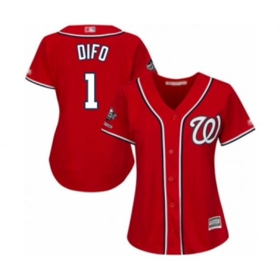 Women's Washington Nationals 1 Wilmer Difo Authentic Red Alternate 1 Cool Base 2019 World Series Champions Baseball Jersey