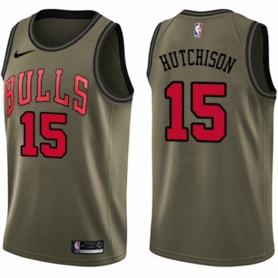 Men's Nike Chicago Bulls 15 Chandler Hutchison Swingman Green Salute to Service NBA Jersey