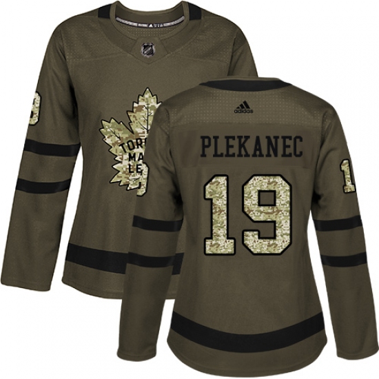 Women's Adidas Toronto Maple Leafs 19 Tomas Plekanec Authentic Green Salute to Service NHL Jersey