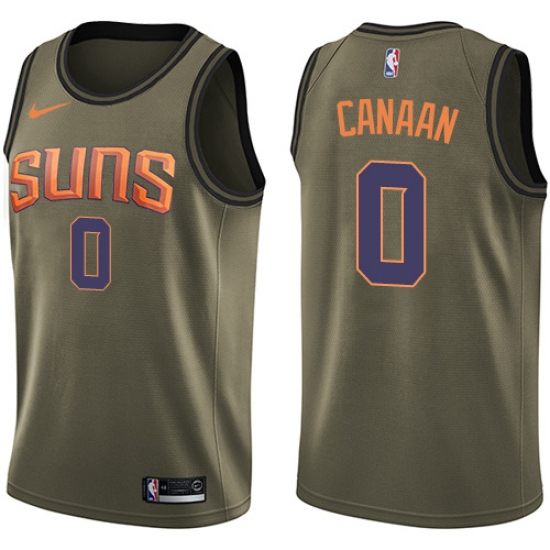 Men's Nike Phoenix Suns 0 Isaiah Canaan Swingman Green Salute to Service NBA Jersey