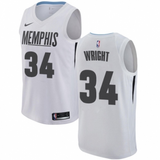 Women's Nike Memphis Grizzlies 34 Brandan Wright Swingman White NBA Jersey - City Edition
