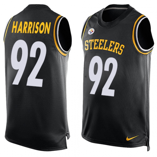 Men's Nike Pittsburgh Steelers 92 James Harrison Limited Black Player Name & Number Tank Top NFL Jersey