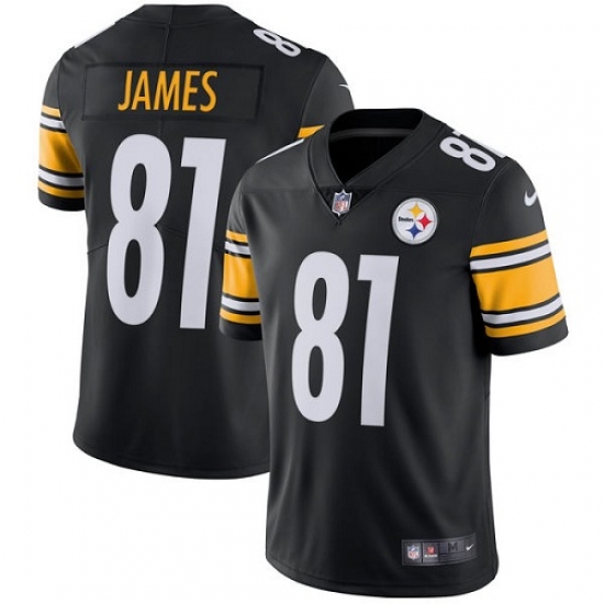Men's Nike Pittsburgh Steelers 81 Jesse James Black Team Color Vapor Untouchable Limited Player NFL Jersey