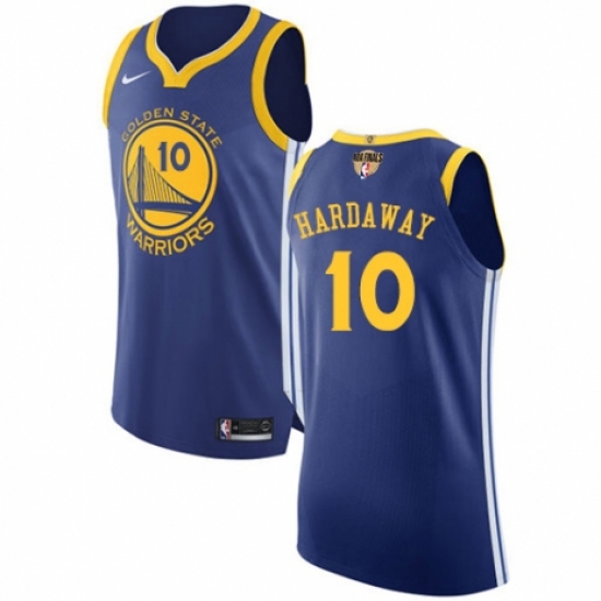 Youth Nike Golden State Warriors 10 Tim Hardaway Authentic Royal Blue Road 2018 NBA Finals Bound NBA Jersey - Icon Edition