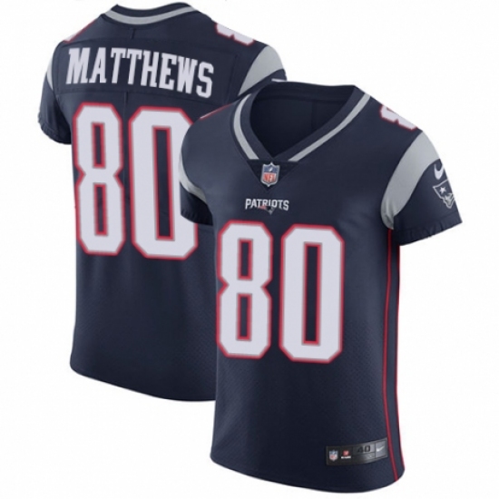 Men's Nike New England Patriots 80 Jordan Matthews Navy Blue Team Color Vapor Untouchable Elite Player NFL Jersey
