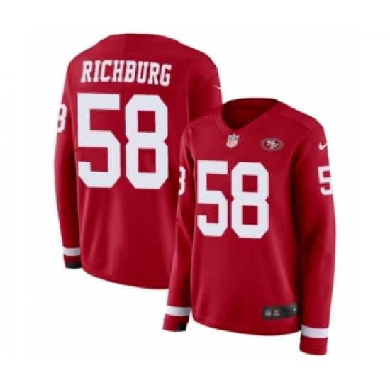 Women's Nike San Francisco 49ers 58 Weston Richburg Limited Red Therma Long Sleeve NFL Jersey