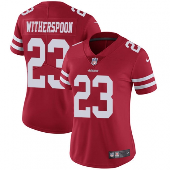 Women's Nike San Francisco 49ers 23 Ahkello Witherspoon Red Team Color Vapor Untouchable Elite Player NFL Jersey