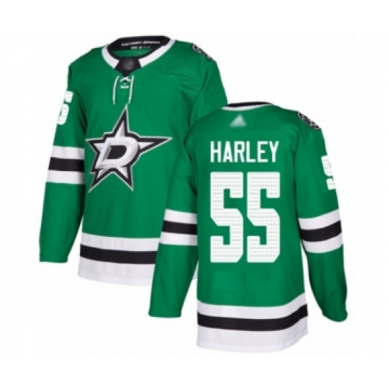 Men's Dallas Stars 55 Thomas Harley Authentic Green Home Hockey Jersey
