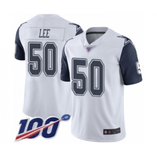 Men's Dallas Cowboys 50 Sean Lee Limited White Rush Vapor Untouchable 100th Season Football Jersey