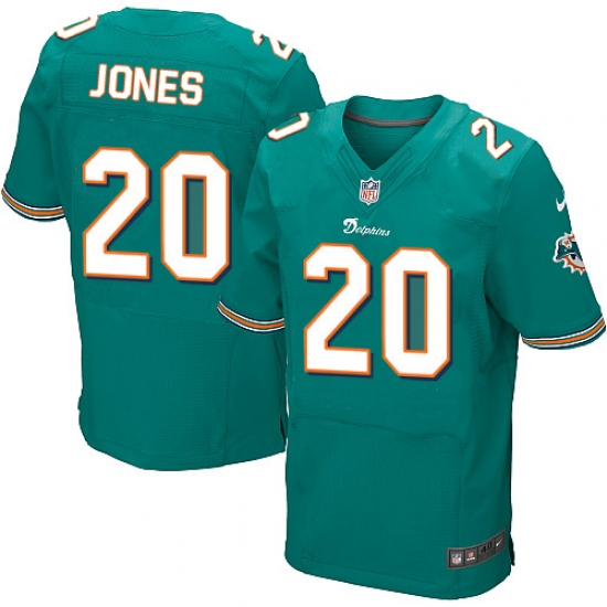 Men's Nike Miami Dolphins 20 Reshad Jones Elite Aqua Green Team Color NFL Jersey