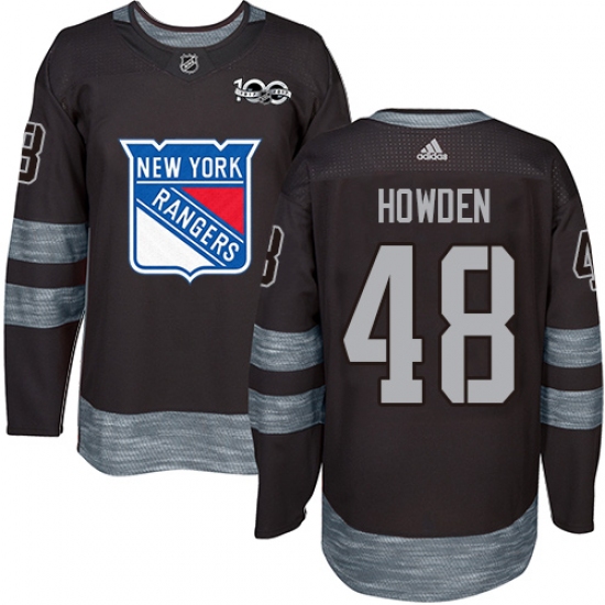 Men's Adidas New York Rangers 48 Brett Howden Authentic Black 1917-2017 100th Anniversary NHL Jersey