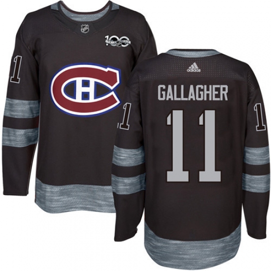 Men's Adidas Montreal Canadiens 11 Brendan Gallagher Premier Black 1917-2017 100th Anniversary NHL Jersey