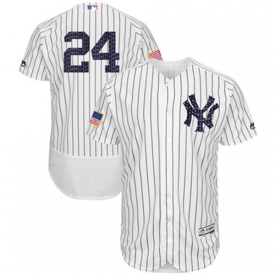 Men's Majestic New York Yankees 24 Gary Sanchez White Stars & Stripes Authentic Collection Flex Base MLB Jersey