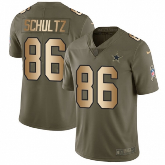 Youth Nike Dallas Cowboys 86 Dalton Schultz Limited Olive/Gold 2017 Salute to Service NFL Jersey