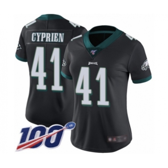 Women's Philadelphia Eagles 41 Johnathan Cyprien Black Alternate Vapor Untouchable Limited Player 100th Season Football Jersey