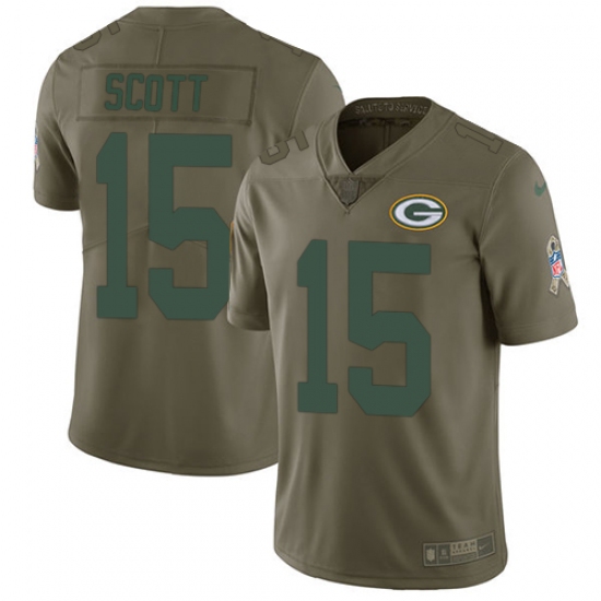 Men's Nike Green Bay Packers 15 JK Scott Limited Olive 2017 Salute to Service NFL Jersey