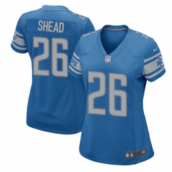 Women's Nike Detroit Lions 26 DeShawn Shead Game Blue Team Color NFL Jersey