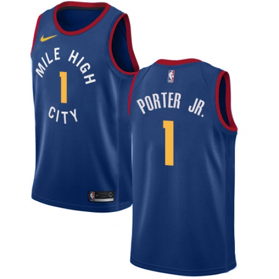 Men's Nike Denver Nuggets 1 Michael Porter Jr. Navy NBA Swingman City Edition Jersey