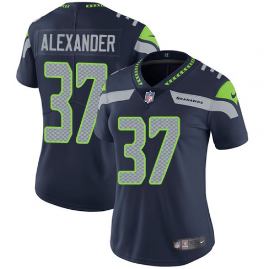 Women's Nike Seattle Seahawks 37 Shaun Alexander Steel Blue Team Color Vapor Untouchable Limited Player NFL Jersey