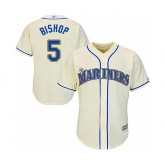 Youth Seattle Mariners 5 Braden Bishop Authentic Cream Alternate Cool Base Baseball Player Jersey