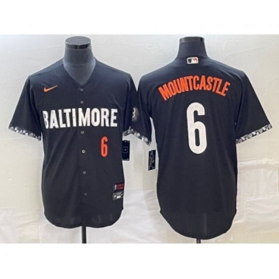 Men's Baltimore Orioles 6 Ryan Mountcastle Number Black 2023 City Connect Cool Base Stitched Jersey 1