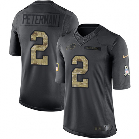 Men's Nike Buffalo Bills 2 Nathan Peterman Limited Black 2016 Salute to Service NFL Jersey