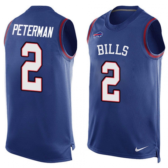 Men's Nike Buffalo Bills 2 Nathan Peterman Limited Royal Blue Player Name & Number Tank Top NFL Jersey