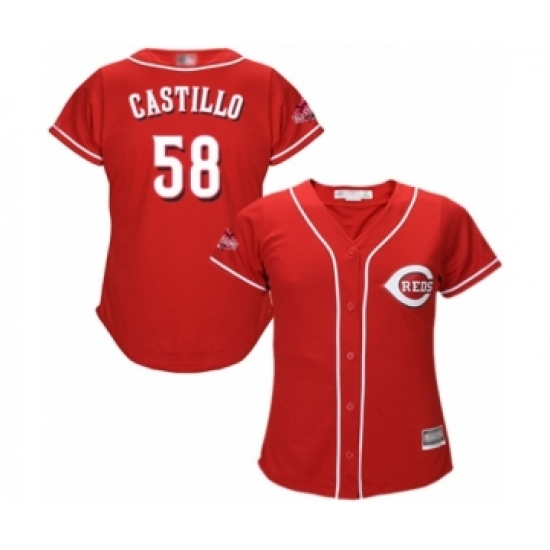 Women's Cincinnati Reds 58 Luis Castillo Authentic Red Alternate Cool Base Baseball Jersey